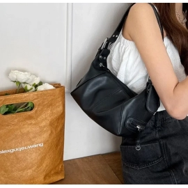 Y2K Style Shoulder Bag for Women Trendy Motorcycle Handbag Minimalist Shoulder Purse for Girls Street Wear Luxury Designer