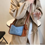 Women Pu Leather Handbag Large Capacity Denim Shoulder Bags For Women Casual Zipper Clutch Phone Sac Crossbody Bags