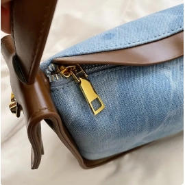 Women Pu Leather Handbag Large Capacity Denim Shoulder Bags For Women Casual Zipper Clutch Phone Sac Crossbody Bags