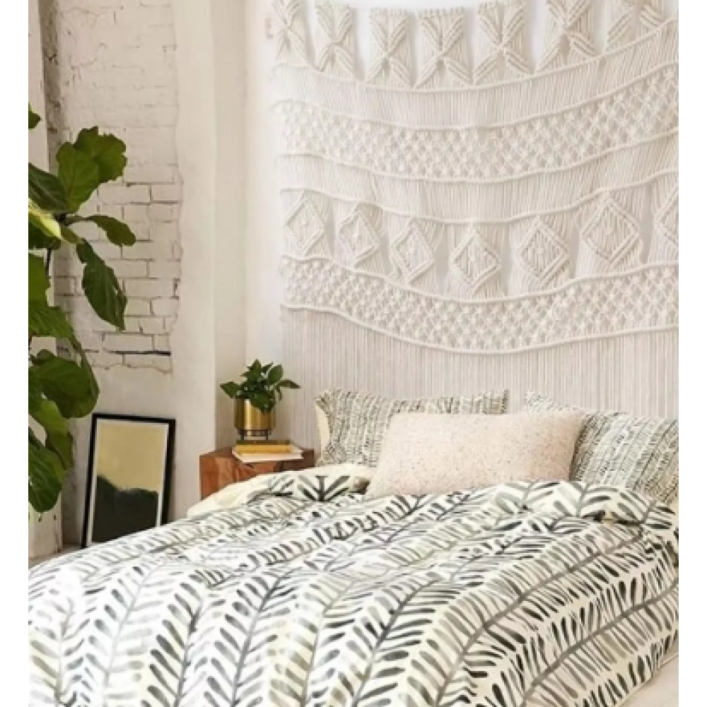 Macrame Wall Hanging Macrame Curtains Boho Door Curtain Panels Handmade Wall Art Home Wall Décor,52"x 57"