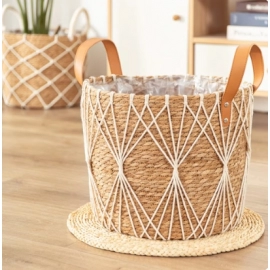 Rattan Storage Basket Living Room Flower Pot Home Decor Durable Net Pocket Pot Outdoor Lawn Decoration