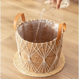 Rattan Storage Basket Living Room Flower Pot Home Decor Durable Net Pocket Pot Outdoor Lawn Decoration