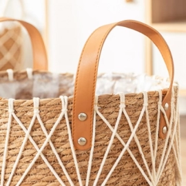 Rattan Storage Basket Living Room Flower Pot Home Decor Durable Net Pocket Pot Outdoor Lawn Decoration