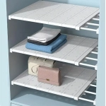 White Expandable Divider Punch-free Retractable Layers Board for Wardrobe Storage Kitchen and Bathroom Shelf Dormitory Dividers