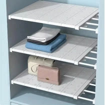 White Expandable Divider Punch-free Retractable Layers Board for Wardrobe Storage Kitchen and Bathroom Shelf Dormitory Dividers