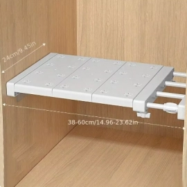 White Expandable Divider Punch-free Retractable Layers Board for Wardrobe Storage Kitchen and Bathroom Shelf Dormitory Dividers