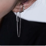 Goth Gold Silver Color Letter C Earcuff Tassel Chain Ear Cuff Fake Piercing Faux Earrings for Women Korean Fashion Clips Jewelry