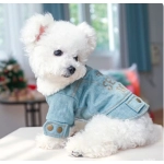 1PC Pet Suit Dog Cat Plush Thickened Warm Denim Letter Lapel Handsome Cotton Coat Suitable for Small and Medium sized Dogs