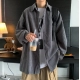 Trendy Grey Long Sleeve Corduroy Jacket For Men Casual Loose-fit Vintage Shirt Korean Style Fashion Clothing