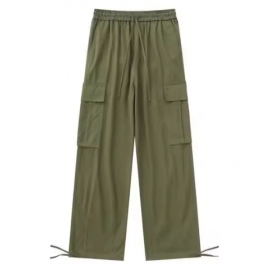 Japanese Vintage Large Pocket Cargo Pants Men's 2024 New Outdoor Multi Pockets Loose Straight Leg Drawstring Casual Trousers