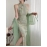 Print French Vintage Two Piece Set Women Elegant Sweet Party Long Dress Suit Female Causal Cardigan + Korean Fashion Dress